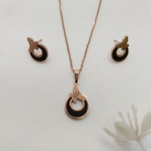 Midnight Flutter Pendant & Studs