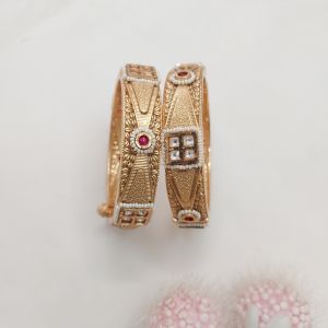 Antique Gold Pearl-Edge Bangles