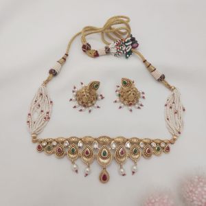 Traditional Pearl & Kundan Choker Set